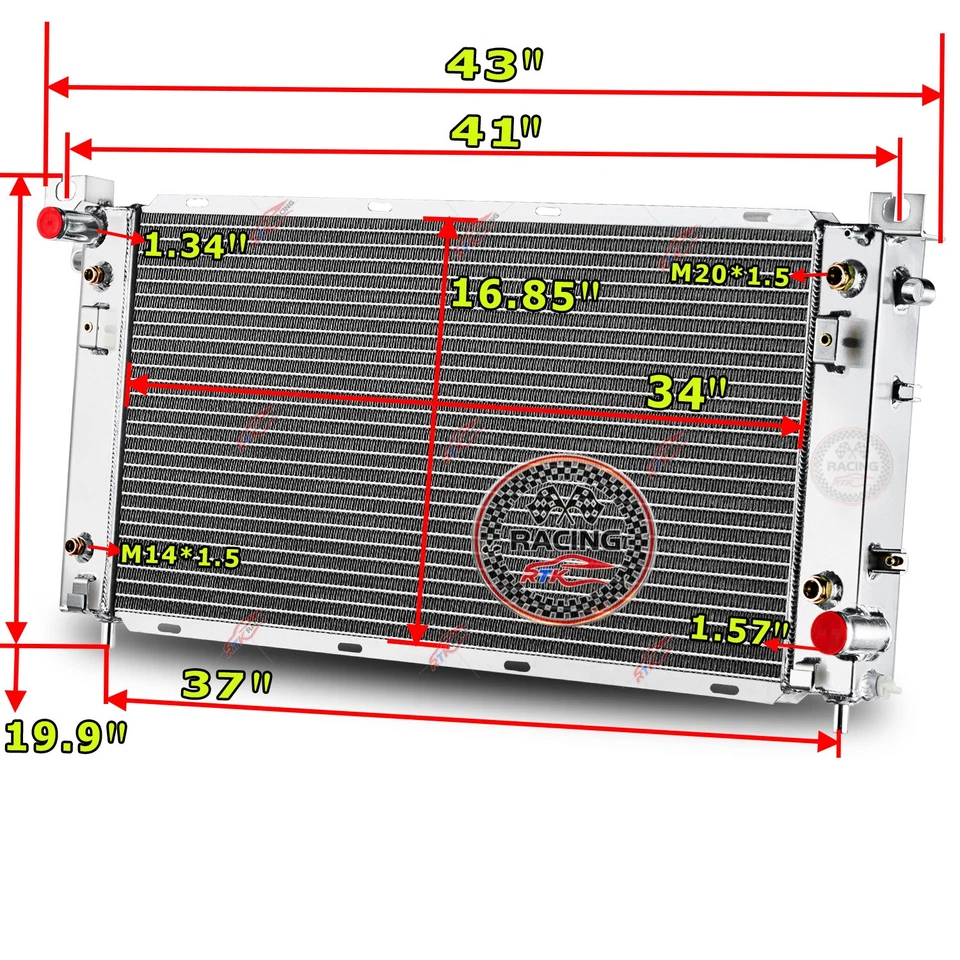 3 Row Radiator For 2014-19 Chevy Silverado/GMC Sierra 1500 Escalade 5.3 6.0 6.2 Foto 2 de 4