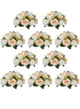 Pcs of 10 Fake Flower Ball Arrangement Bouquet,15 Heads Plastic Roses Peach
