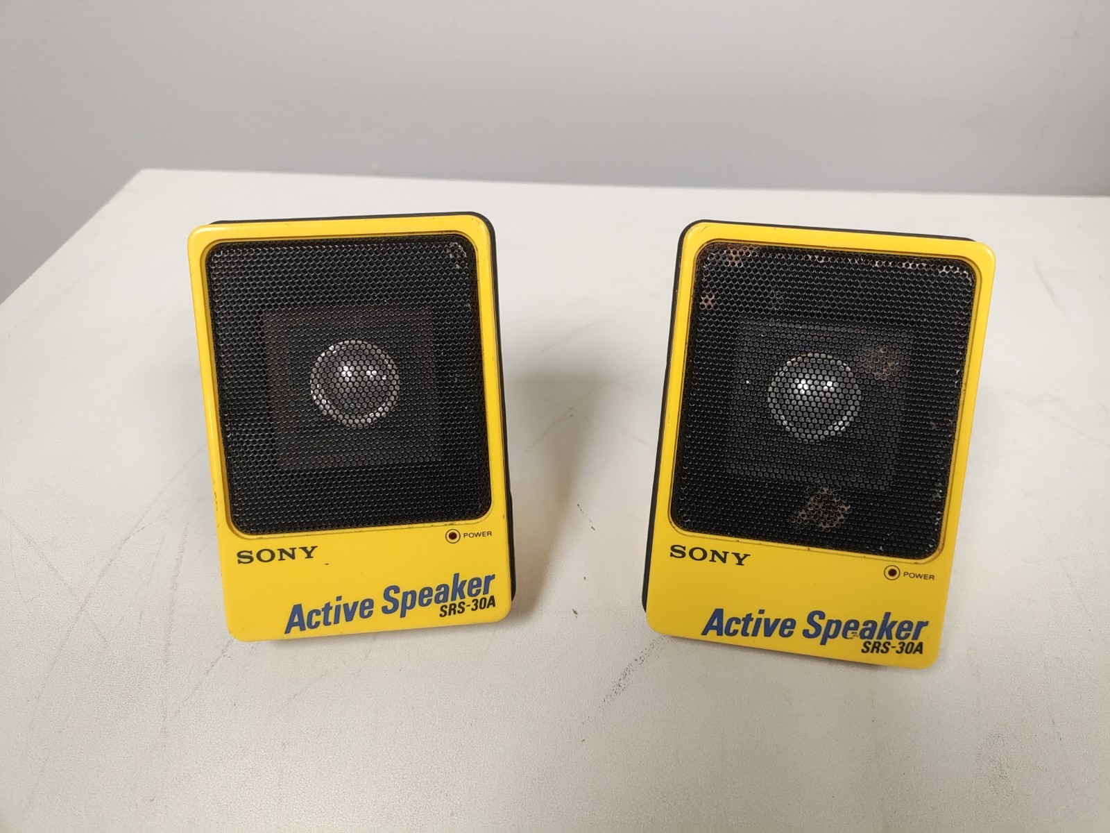 Vintage Yellow Sony Stereo Active Speakers Model SRS-30A Tes