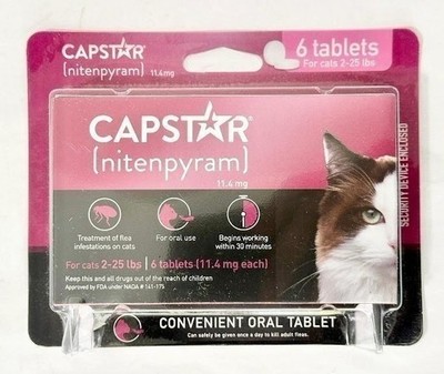 Capstar Nitenpyram 6 Doses for Cats (2-25 lbs) - Exp. 05/2027