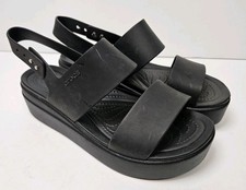 Crocs Black Brooklyn Platform Sandals Womens sz 9 Low Wedge Ankle Strap