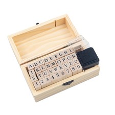Rubber Stamp Letters Numbers and Alphabets, 36 Pcs 0.35 x 0.43 inches, Wood