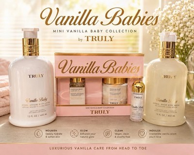 Truly Vanilla Baby Bundle Full Size Body  Lotion & Wash Body Butter Lip Oil New