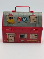 Vintage Fisher Price Barn Lunch Box No 549 Red Plastic 1960's/1970's No Thermos