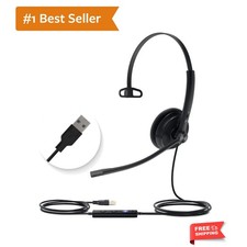 Lightweight UH34 Mono USB Headphones with Passive Noise Cancellation for Comfort
