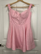 Bardot Linen Dress - Women's XL - Babydoll Barbiecore Boning Pink Feminine