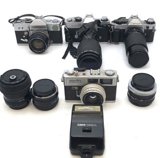 Vintage Canon AE 1 Program TX Petri Minolta SLR Rangefinder 11pc Camera Lot