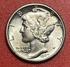 1927 P Mercury Silver Dime, Choice to Gem Uncirculated, Full Split Bands, FSB.