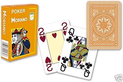 Modiano Voll Plastik Poker Karten 52er Blatt 3 Joker Orange Spielkarten
