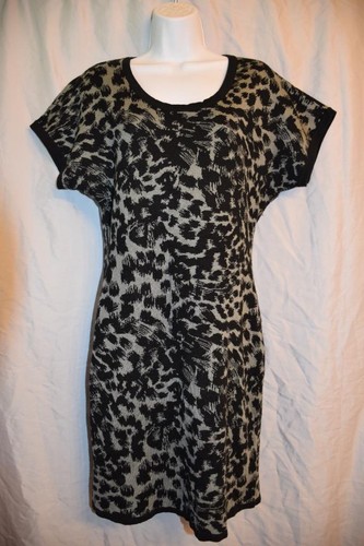 Calvin Klein Para Mujer M-Gris y Negro S/S Vestido Suéter Estampado De  Leopardo | eBay