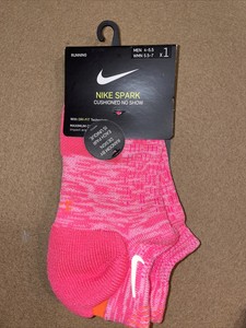 Nike Spark Running Socks Cushioned No Show Men's 4-5.5 Women's 5.5-7 SX7280  Pink | eBay