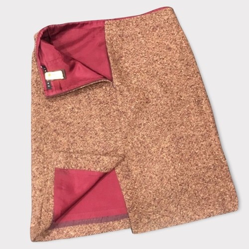 PARALLEL 90's Barley Corn Tweed Wool Fully Lined Knee Length Pencil Skirt Sz 6 - Picture 3 of 6