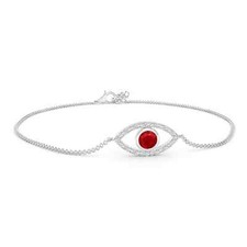 ANGARA Ruby Evil Eye Bracelet in in 14K Solid Gold Grade: AAA  0.46 Ct 