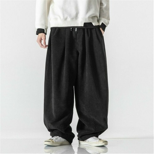 Uomo Largo Velluto a Coste Pantaloni Kung Fu Sciolto Casual Harem Hip Hop |  eBay