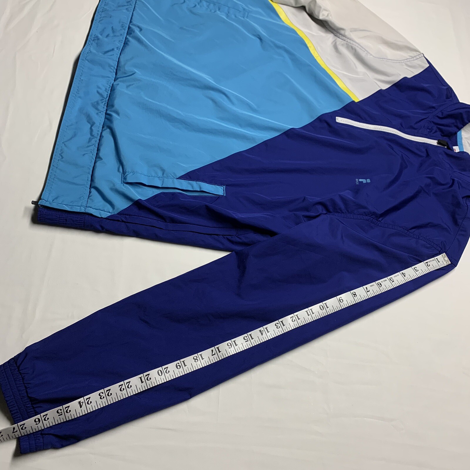 Giacca a vento Fila Sport Golf blu bianco giallo tasca anteriore zip laterale taglia XL
