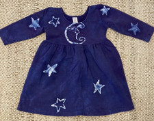 VNTG Batik Moon  Stars Girls Dress Long Sleeve Cotton Tie Dye Hand Made Size 4