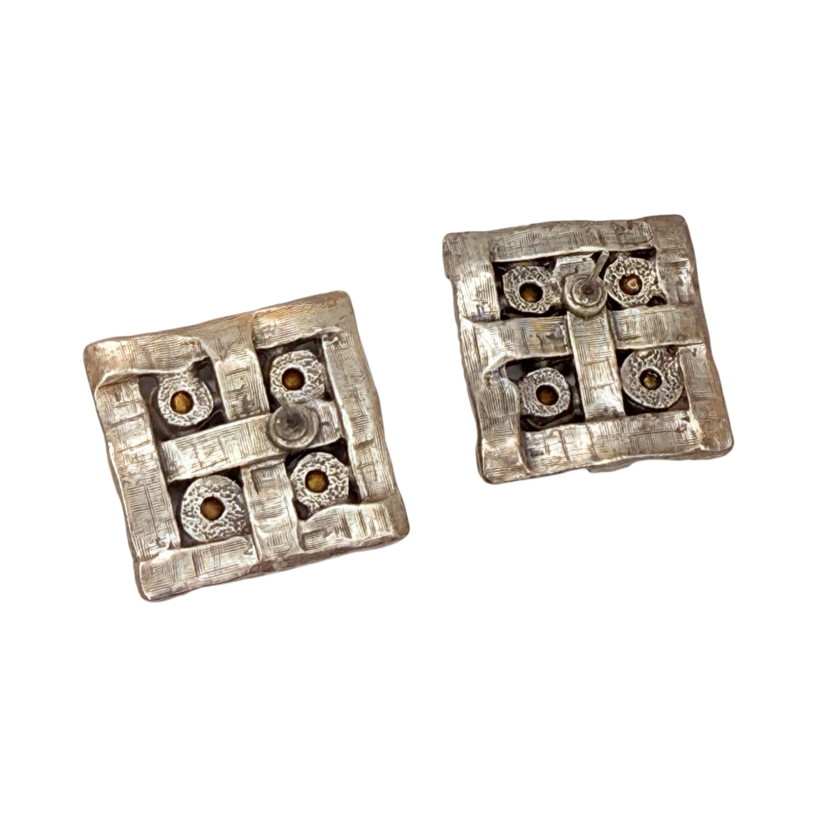Large Square Earrings Silver Tone Multicolored Ic… - image 10