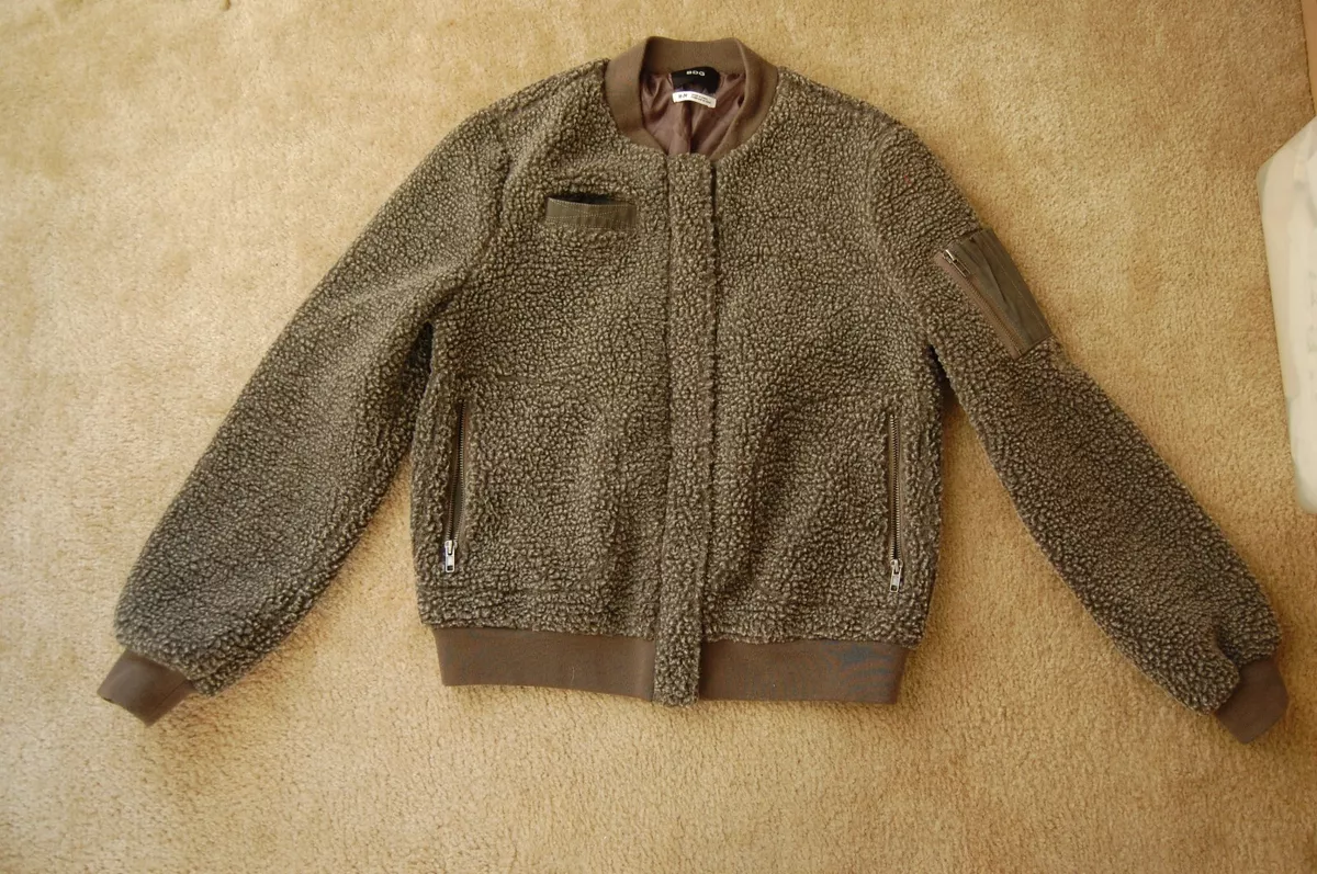 Teddy Bear Bomber Jacket - Olive Green