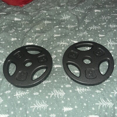 CAP Standard Grip Barbell Dumbbell Weights Plates 5 lb.  (PAIR)  -NEW-