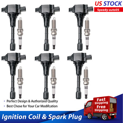 6 Spark plugs and Ignition coils packs fits Nissan Maxima Infiniti 3.5 V6 UF550