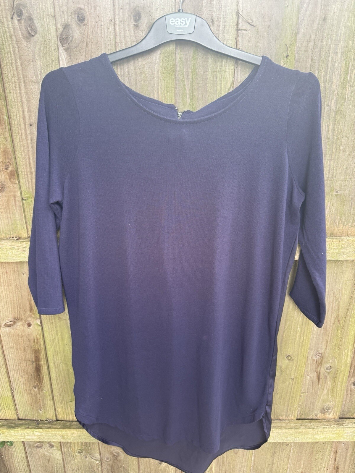 Woman NEXT UK 14 EU 42 Tunic Top Navy 3/4 Length Sleeves Contrasting Back Fabric