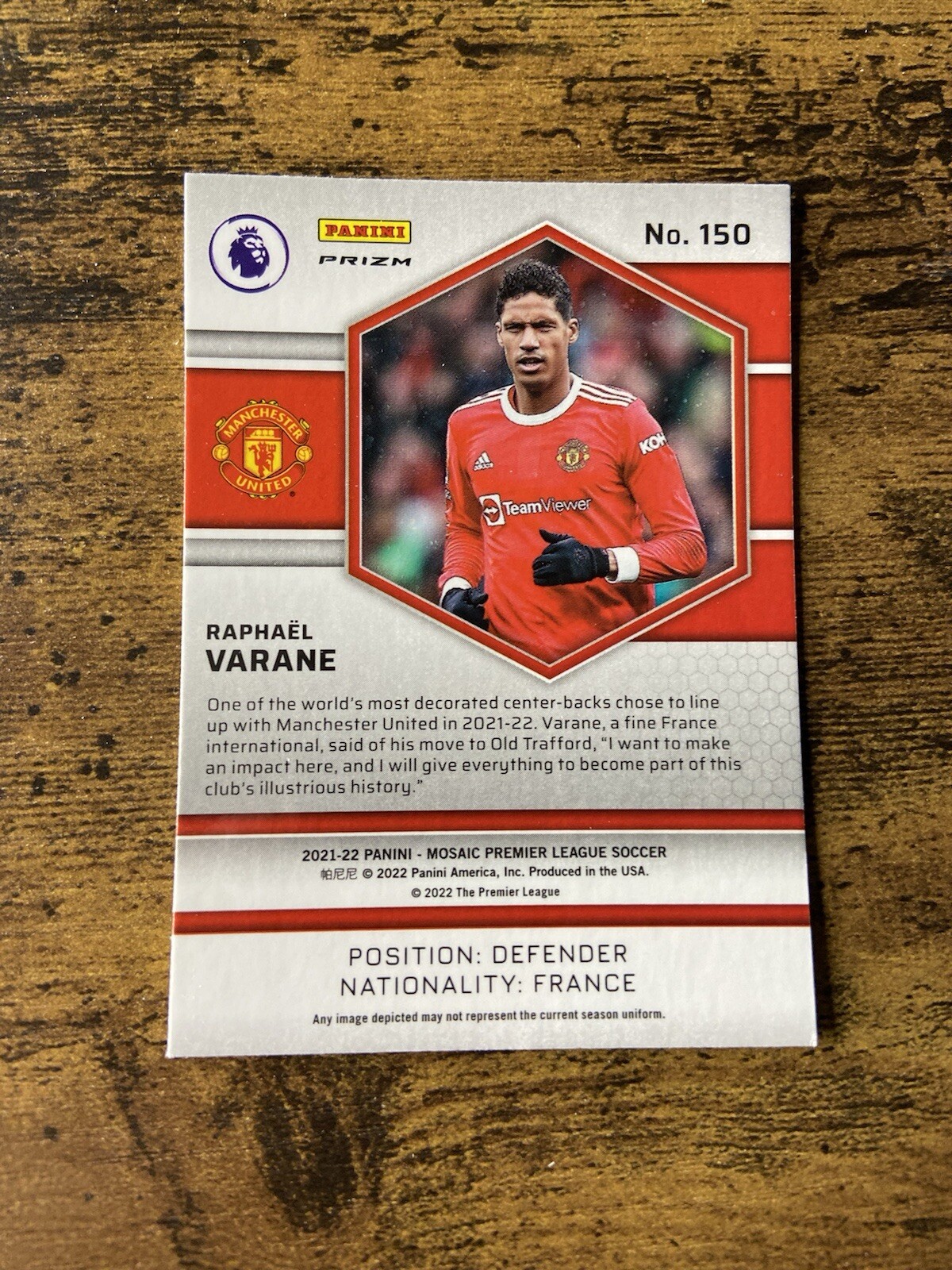 2021-22 Panini Mosaic Premier League - Raphael Varane #150 Reactive ...