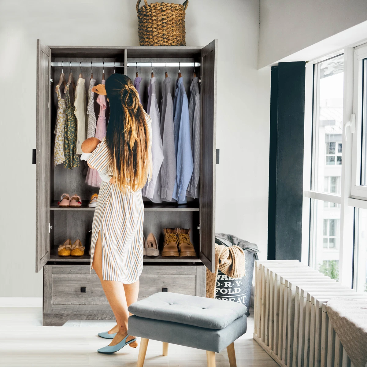 Wardrobe clearance closet grey