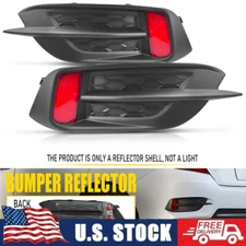 Pair Rear Bumper Reflector W/Molding Cover Trim For Honda Civic Sedan 2016-2021