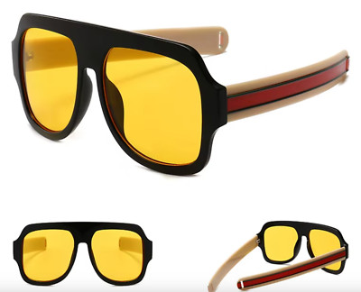 Women Men Sunglasses Yellow Lens Luxury Model Oversize Shades Hip Hop Classy NEW
