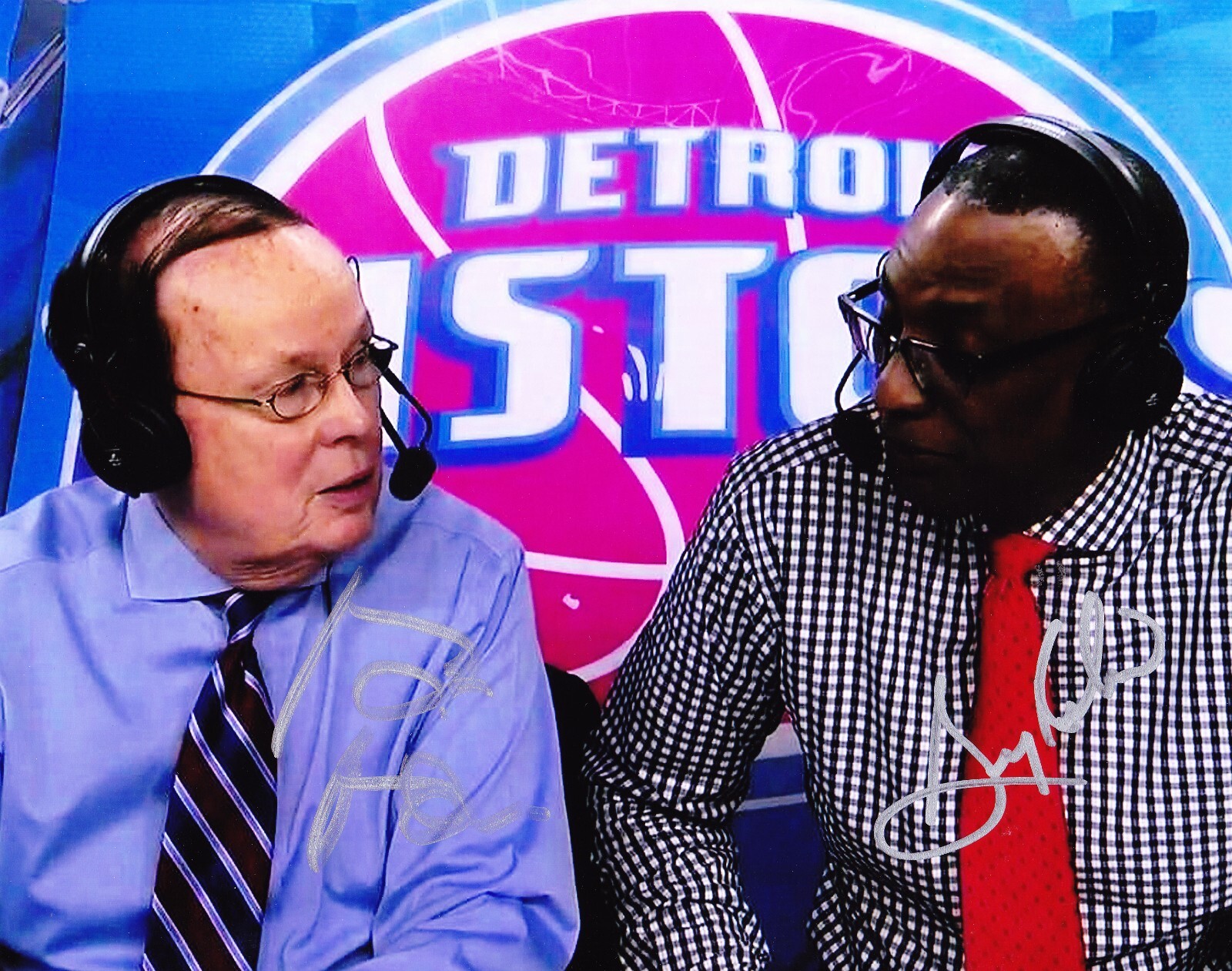 Blaha & Greg Kelser signed 8x10 color photo 3 Detroit Pistons