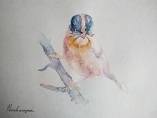 Great Tit, Birds, Watercolor artwork, Handmade, Original painting on paper