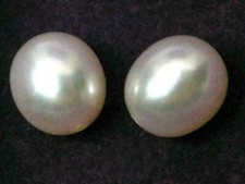 new Natural Loose 10x12mm Top white South Sea Round Pearl Half Drilled 1Pair