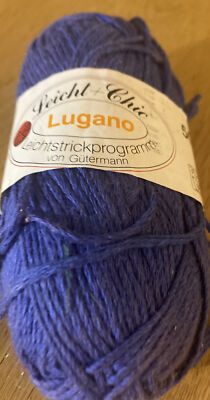1 Knäuel a 50 g Leicht+chic Wolle Lugano '' blau-lila  50 % Baumwolle 50% Viskose