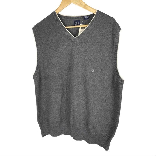 Gap Men’s V Neck Sweater Vest Large Gray NWT eBay