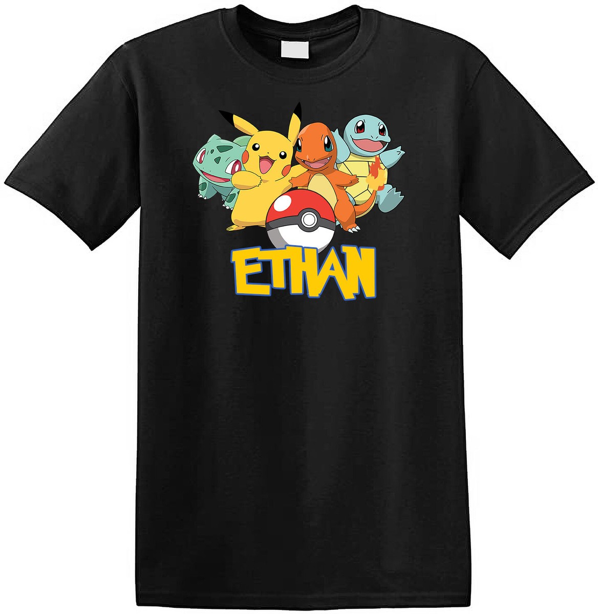 Personalized Pokemon Shirt Birthday Party - White or Black Kids