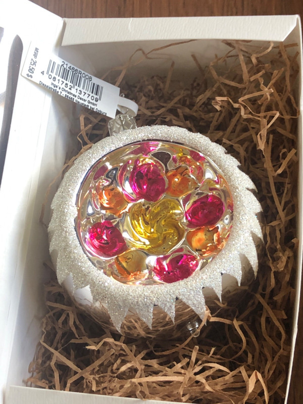 Inge-Glas Manufaktur Glass Silver Pnk Peach 21466R008 Glass Ornament Deutschland