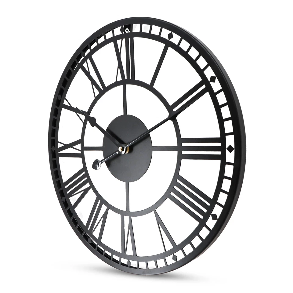 Extra Large Roman Numerals Skeleton Wall Clock Big Giant Open Face Round Clocks - Image 4 of 4