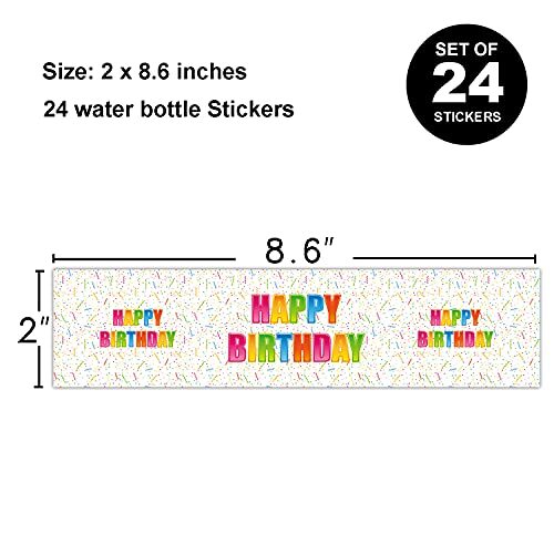 Colorful Happy Birthday Party Water Bottle Labels, Happy Birthday