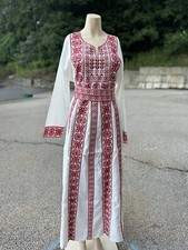 Embroidered Thobe Abaya Traditional Palestinian ARABIAN caftan Dress Red Size S