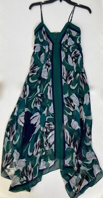 NWT BCBGMAXAZRIA Deep V-Neck Floral chiffon Hi-Low hem Dress Sz XS $198 |  eBay
