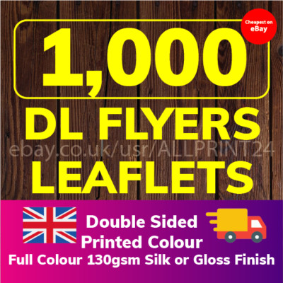 1000 DL Flyer Prospekte bedruckt Farbe Premium 130 GSM doppelseitiger Druck