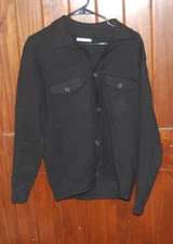 Zara Man Jacket Men Large Black Button Down Distressed Slim Fit Trucker