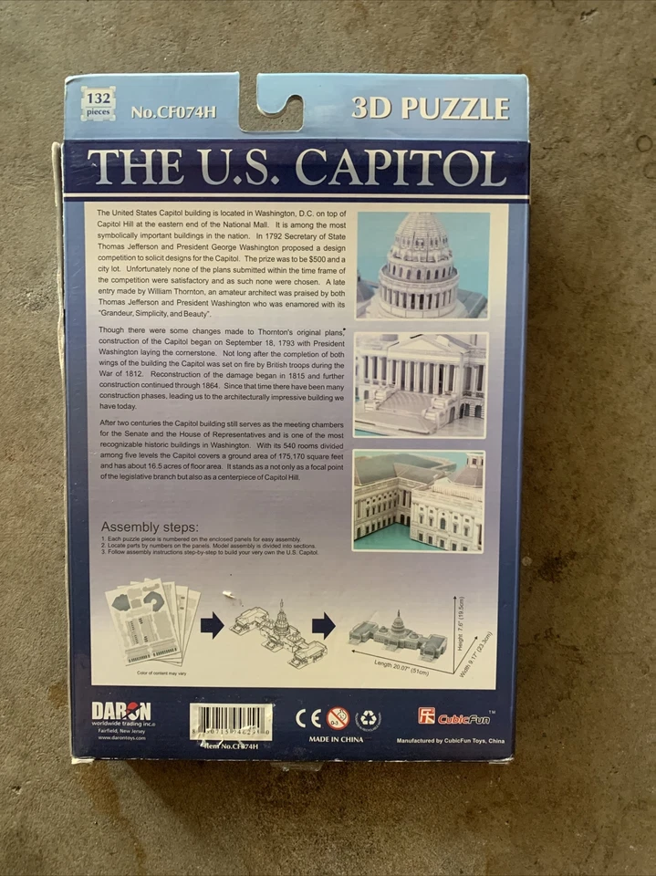 Kit Modelo Puzzle 3D 132 Piezas - Edificio Capitolio EE. UU. Envío Gratis Foto 2 de 4