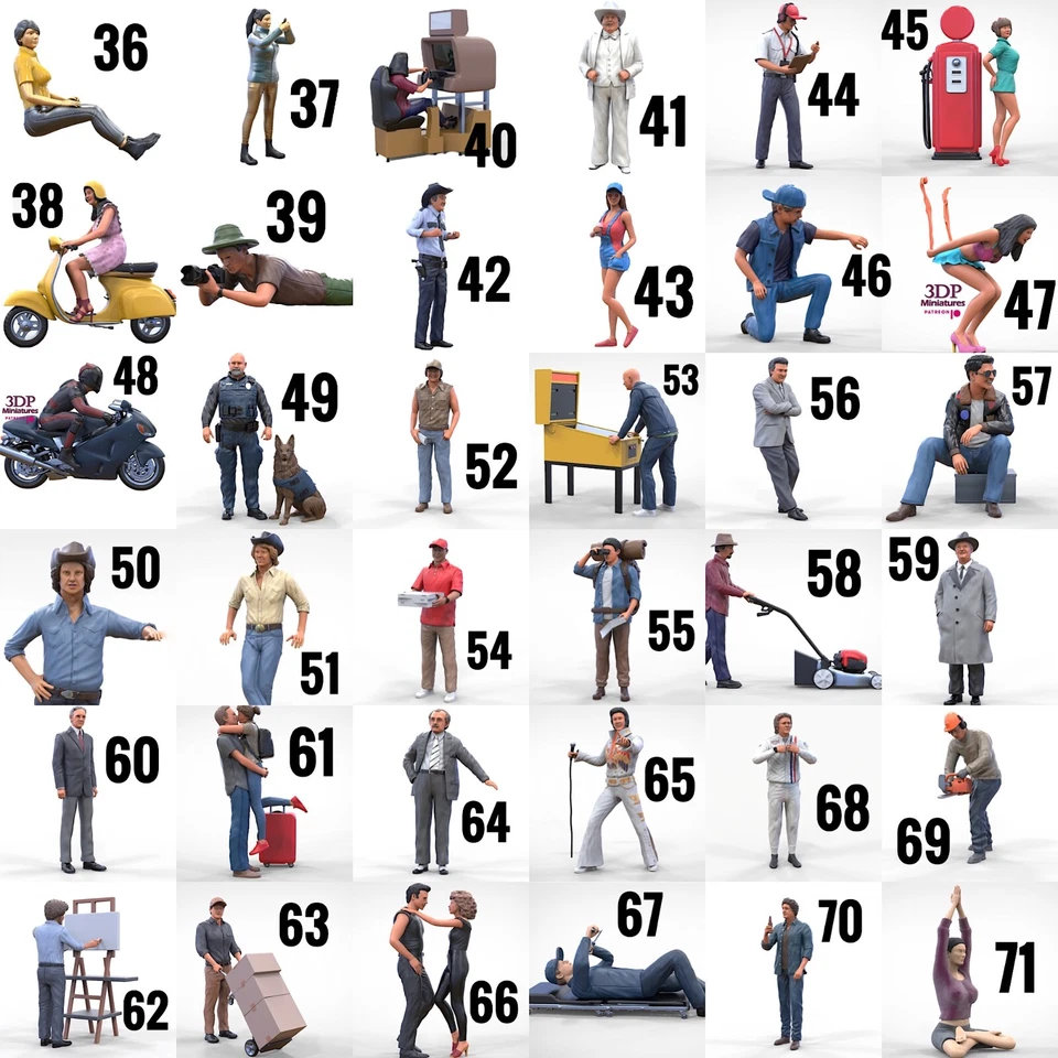 Figuren 1:24 (7,7cm) Miniaturen unbemalt 1/24 Diorama Modellbau 3D Druck - Bild 4 von 4