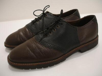 H.S. Trask Men's 10.5 M Brown Authentic Bison Leather Shoes Brown & Black Saddle