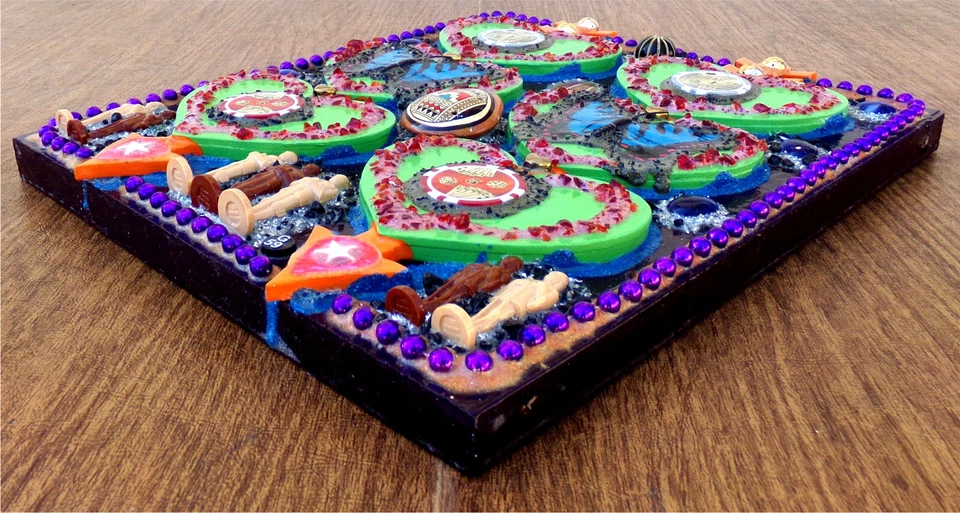 BUTTERFLY LOVE #4 Collage de Arte Original, Glenn Shiring, Flauta de Poker Ajedrez Joyería Foto 2 de 4