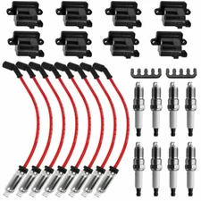 8 Pack Square Ignition Coil & Spark Plug Wire For Chevy GMC 4.8/5.3/ 6.0/8.1L
