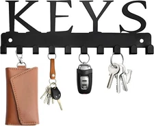 RELBRO Key Holder Wall Mount, Wall Decorative Metal Self Adhesive Key Hanger wit