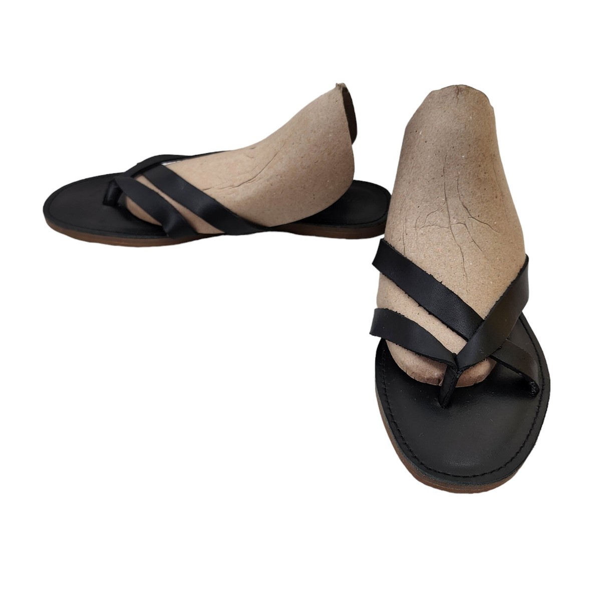 Madewell The Boardwalk Thong Sandal in Black Leather Women's Size