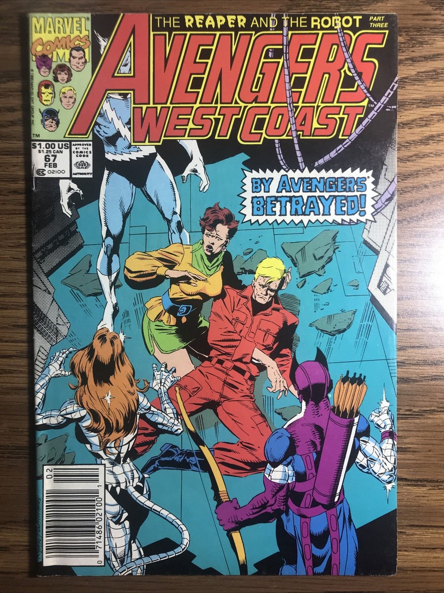 THE WEST COAST AVENGERS 67 NEWSSTAND HAWKEYE WASP PAUL RYAN COVER